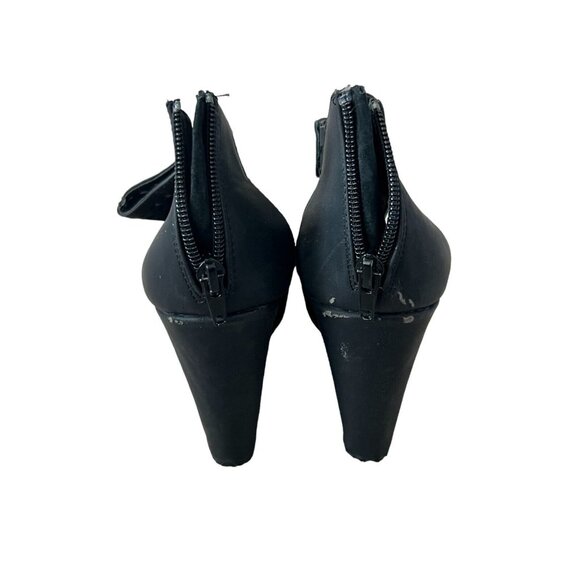 Chinese Laundry Platform Sandals 7.5 Black Wedge Peep Toes Zipper Closure - Picture 5 of 10